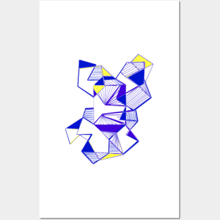 Geometric abstract art blue futuristic Posters and Art